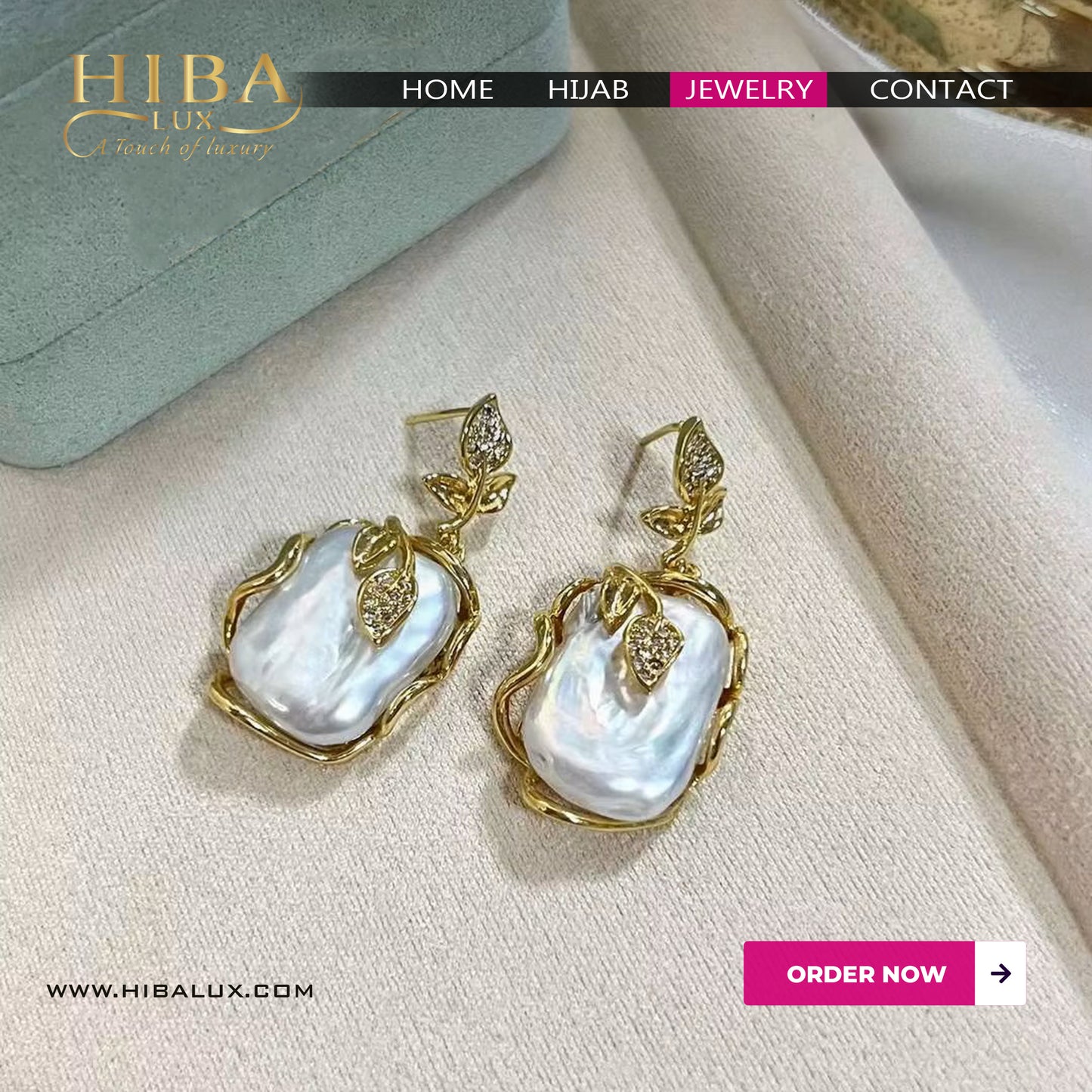 Leaf Elegance, Baroque Pearl Jewelry Set