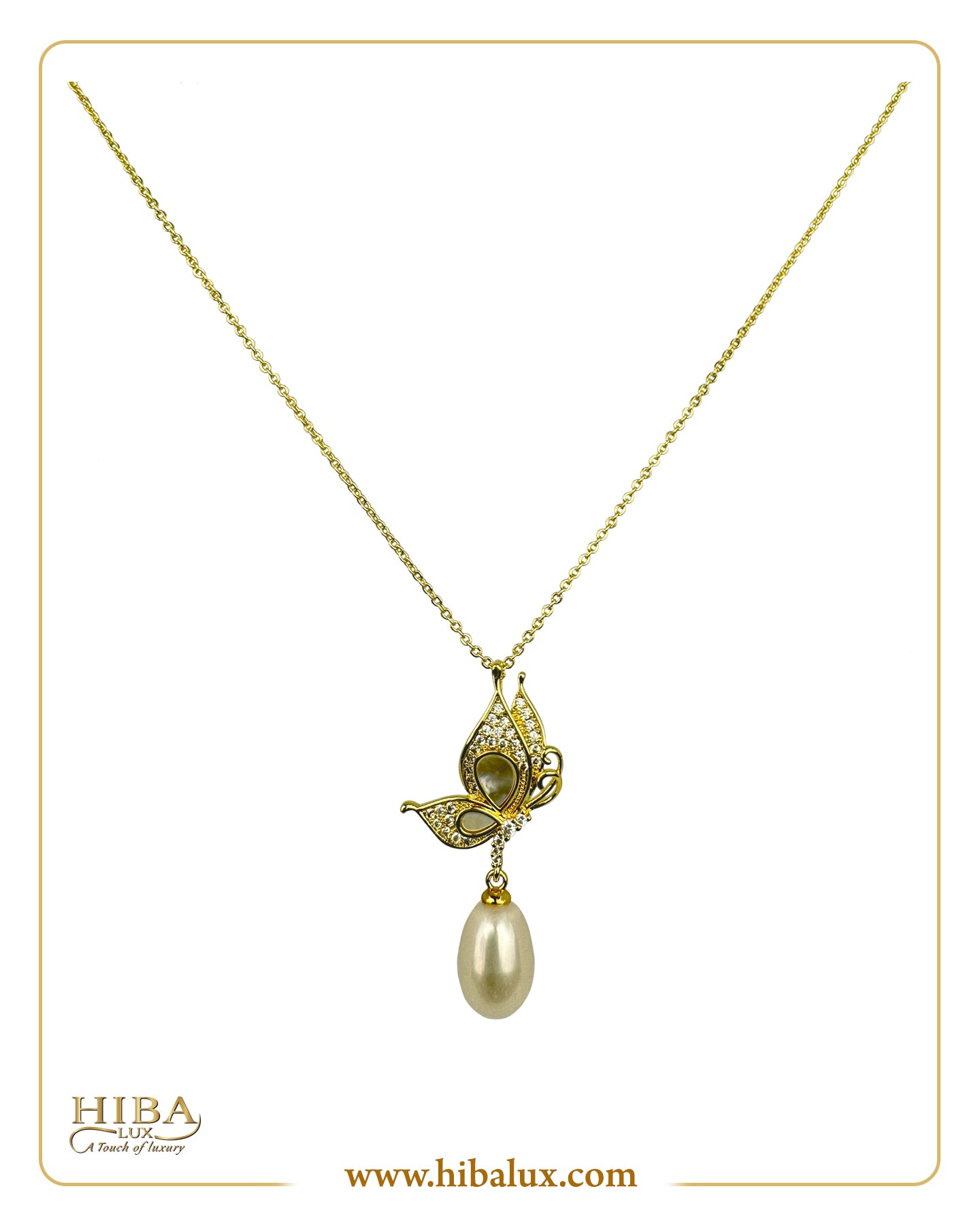 Golden Butterfly Pearl Jewelry Set