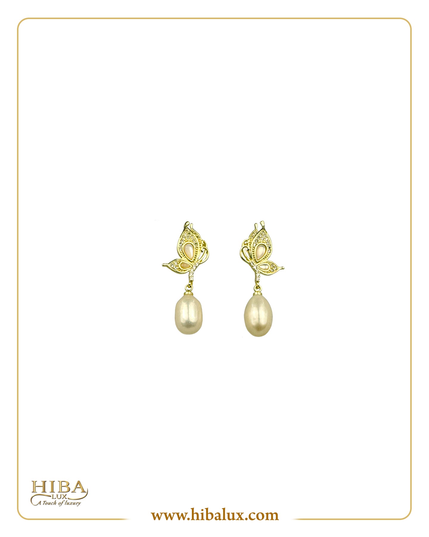 Golden Butterfly Pearl Jewelry Set