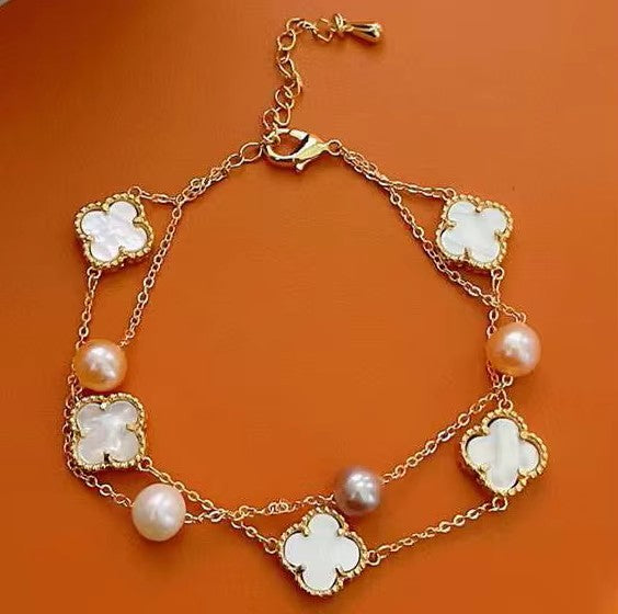Clover Pearl Charm Bracelet