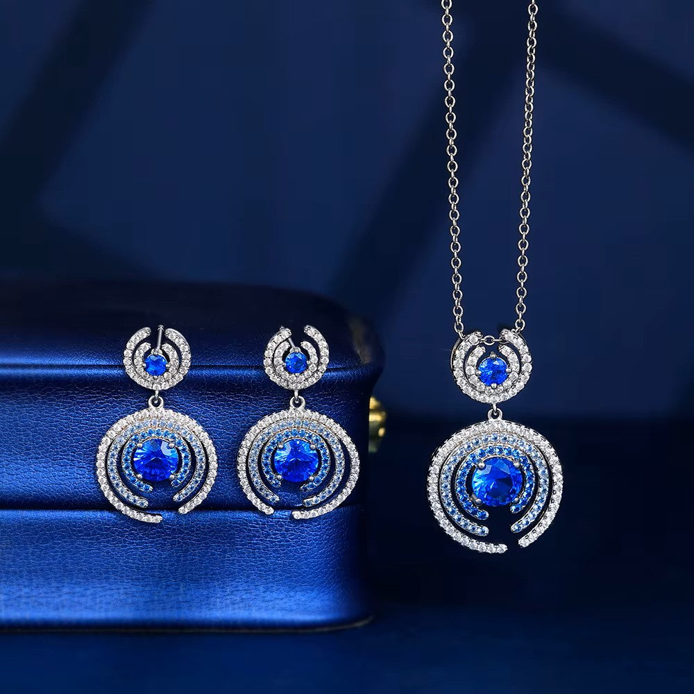 925 Silver Grace Blue Zircon Jewelry Set