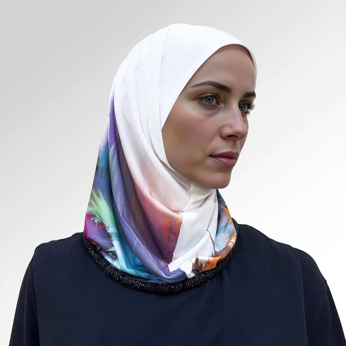 حجاب قطعتين مطبوع ديجيتال