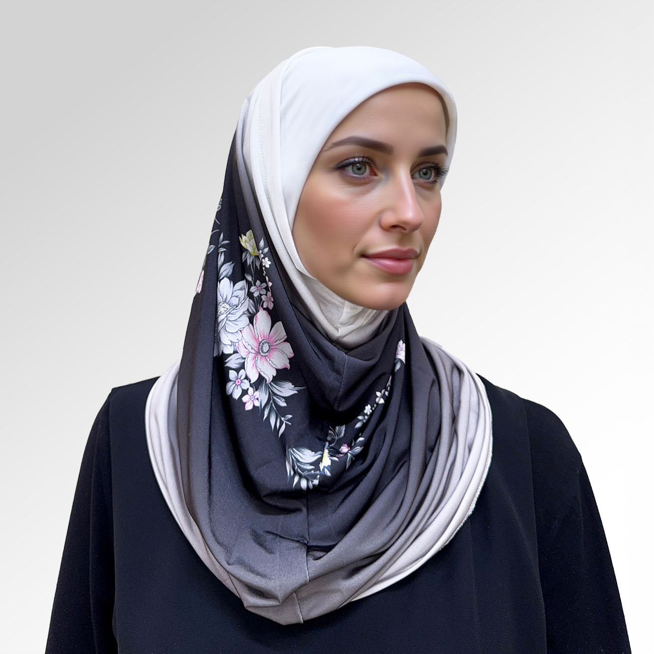 حجاب قطعتين مطبوع ديجيتال