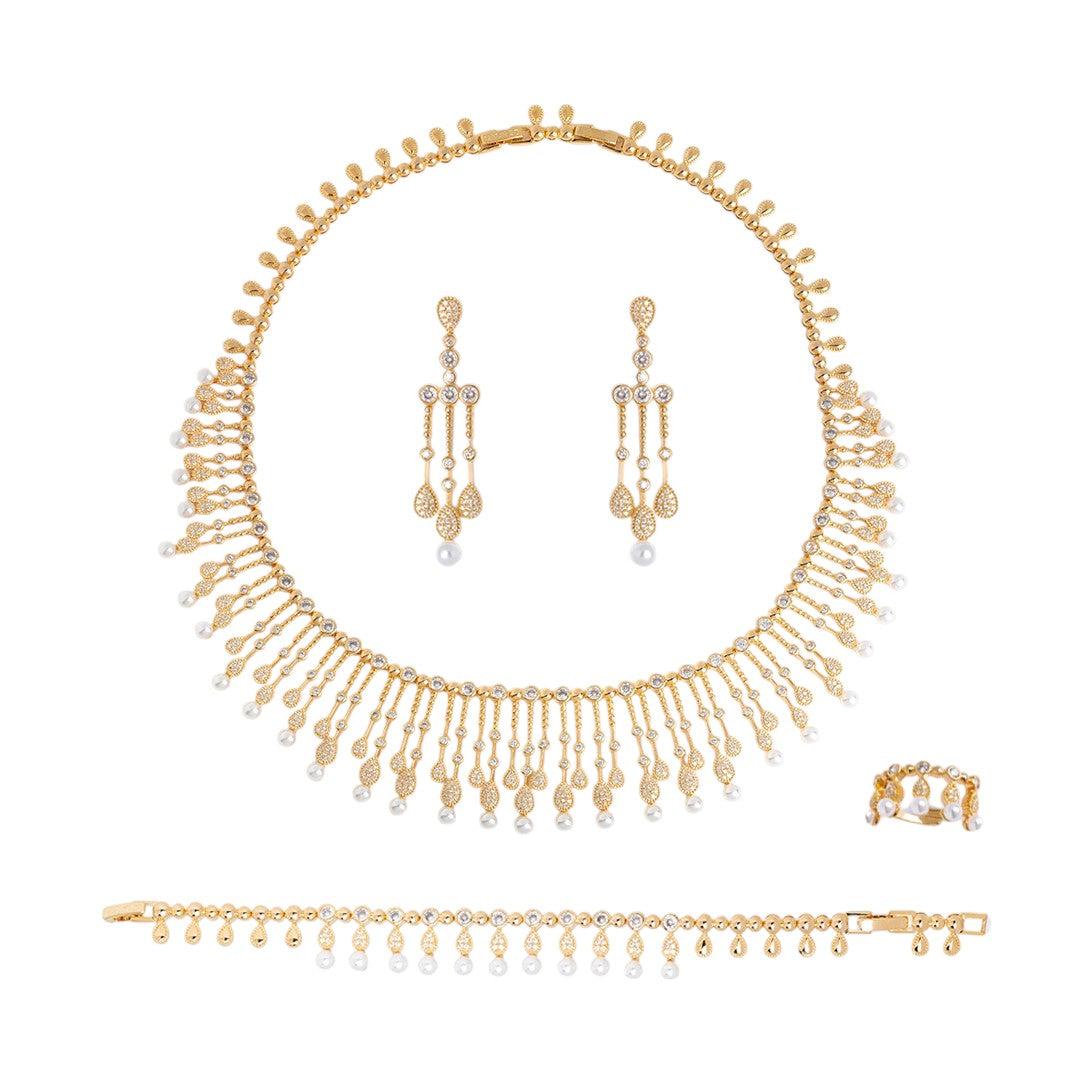 Golden Pearl Necklace Set