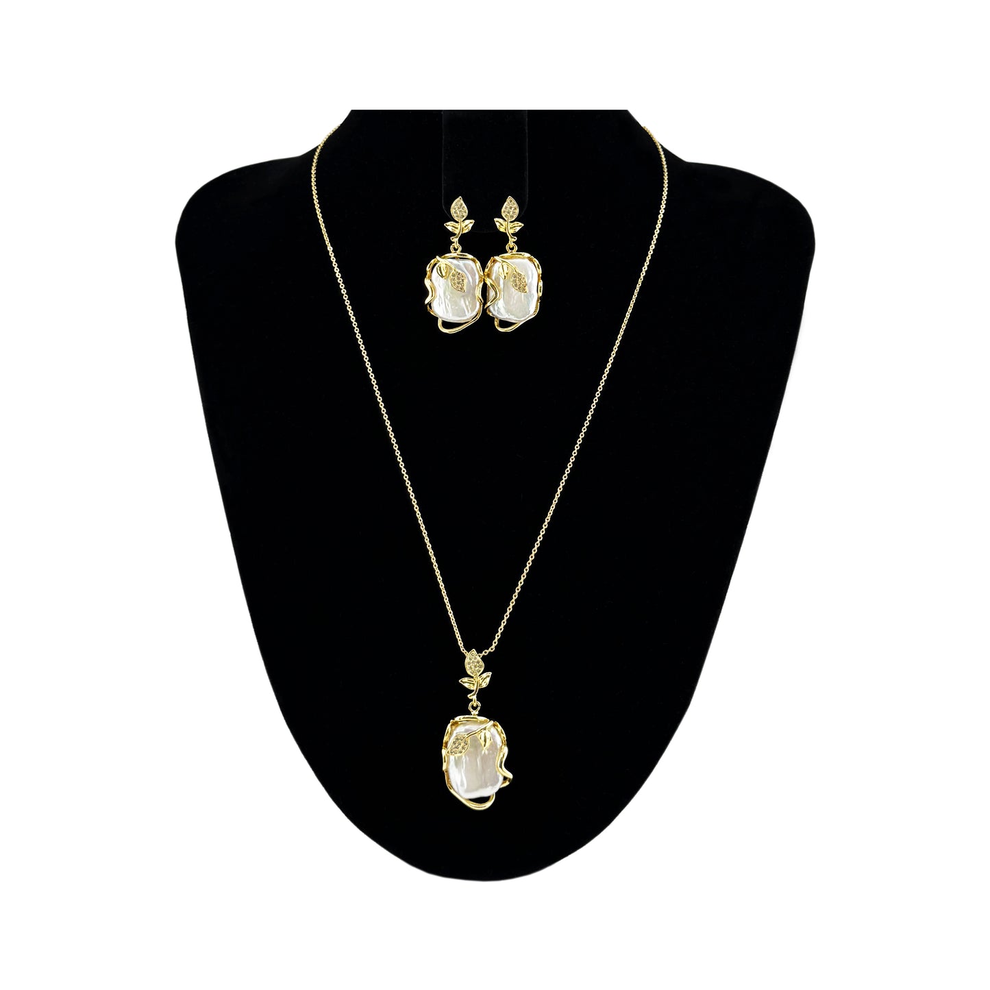 Leaf Elegance, Baroque Pearl Jewelry Set