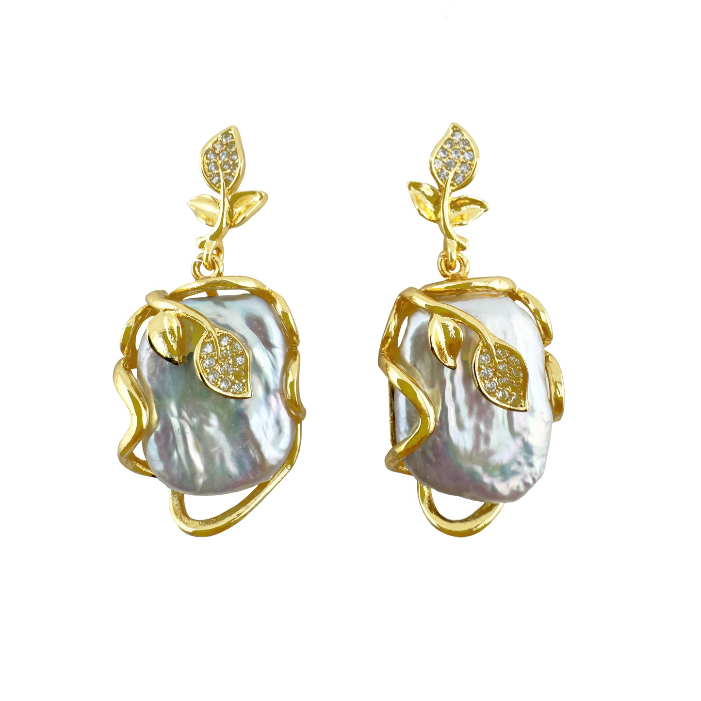 Leaf Elegance, Baroque Pearl Jewelry Set