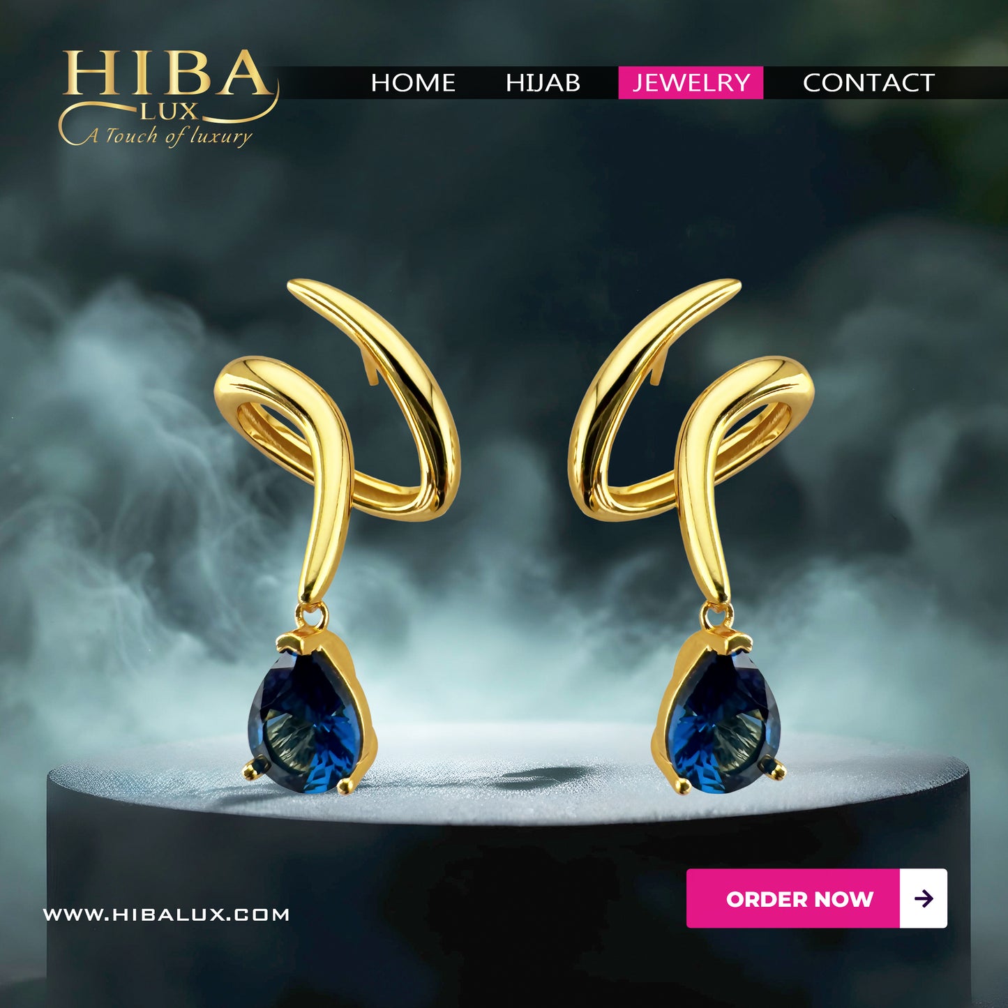 Blue Grace - 925 Silver with 14k Gold Plated Drop Earrings with Blue Topaz