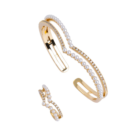 Pearly Arc Bangle Set