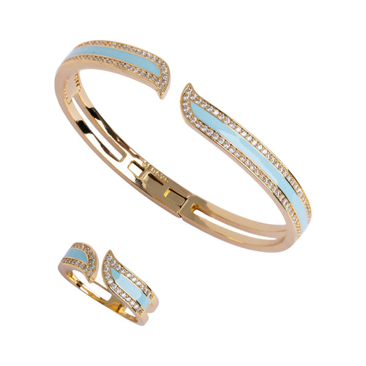 Curve Halo Bangle Set