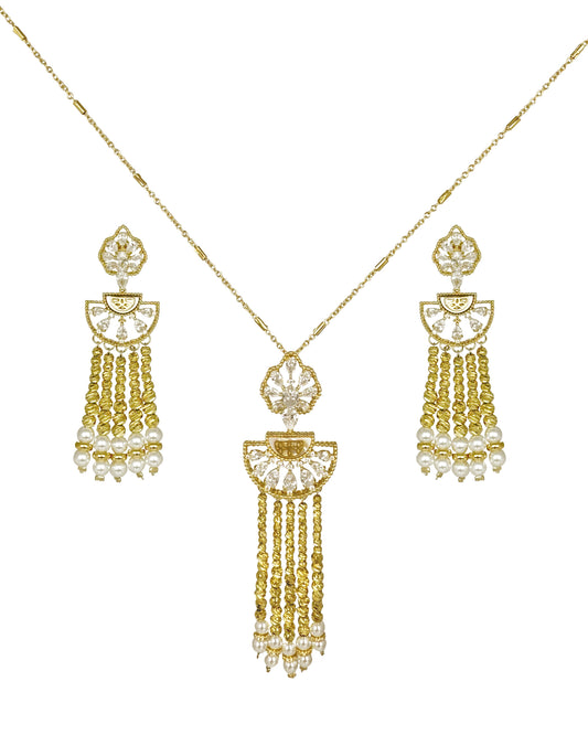 "Halo of Pearls & Zircon" Set