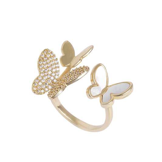Golden Triple Butterfly Ring