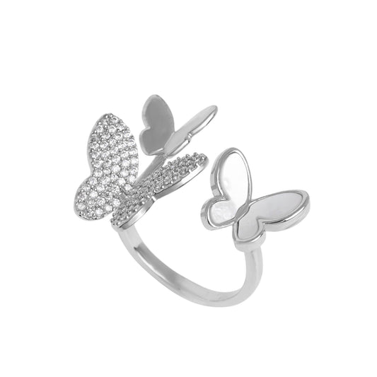 Golden Triple Butterfly Ring