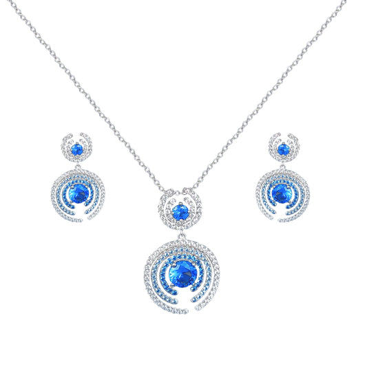 925 Silver Grace Blue Zircon Jewelry Set