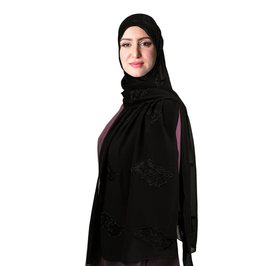 شيله من الساري الياباني الفاخرمطرزة مع ستراس لاطلالة فخمة