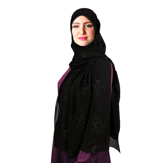 شيله من الساري الياباني الفاخر مطرزة مع ستراس لاطلالة فخمة