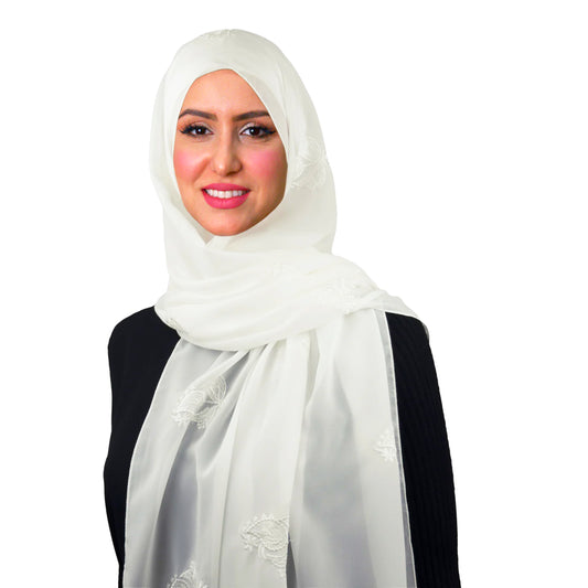 شيلة مطرزه من الشيفون الاندونيسي الفاخر